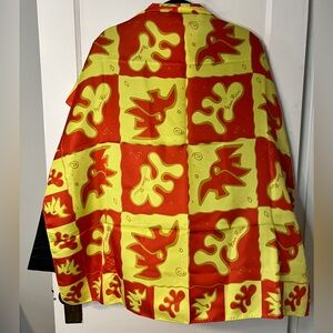 Vintage Nina Ricci Abstract Print Scarf - Bright Red and Yellow